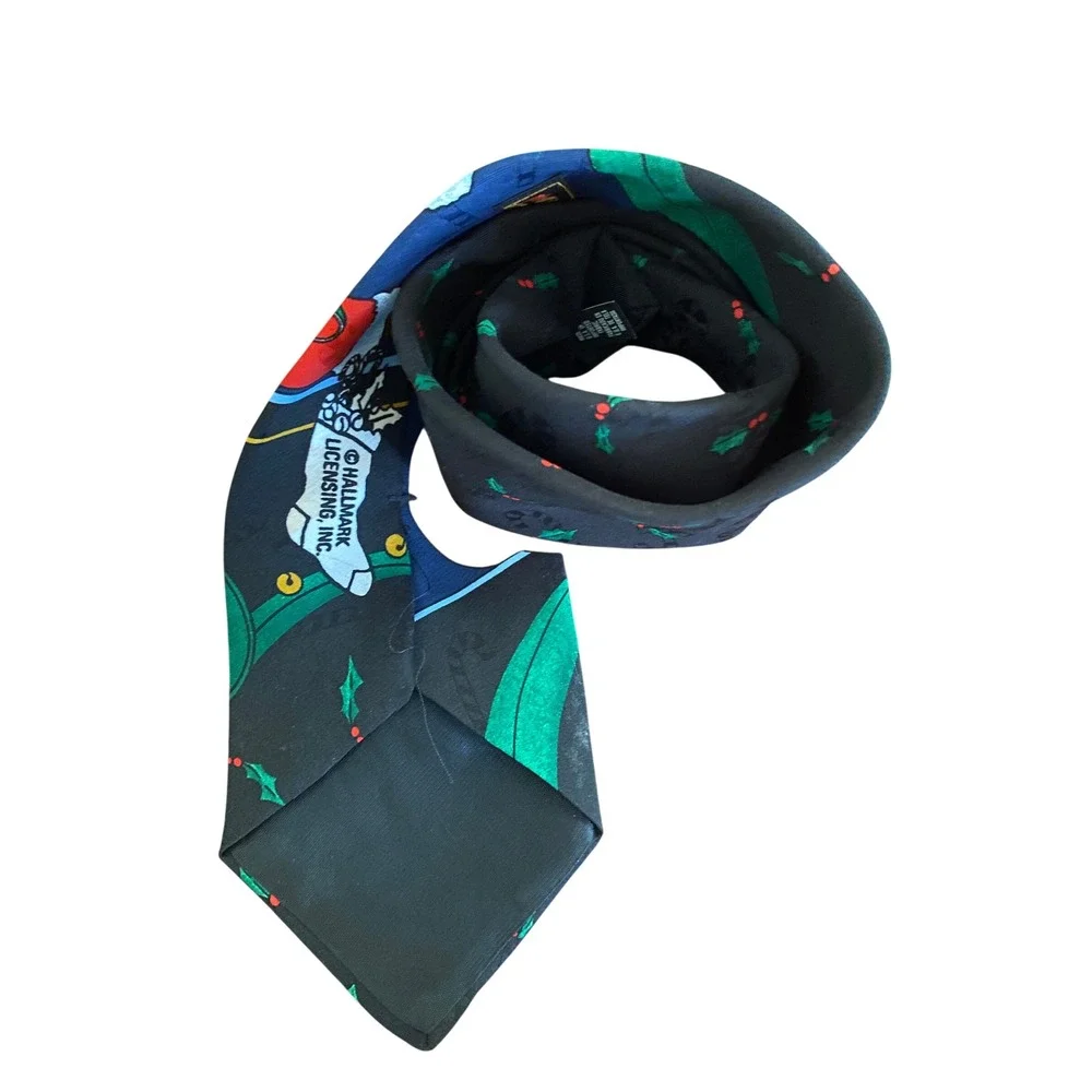 Vintage‎ Hallmark Yule Tie Greetings Santa Claus Christmas Necktie Mens Holiday